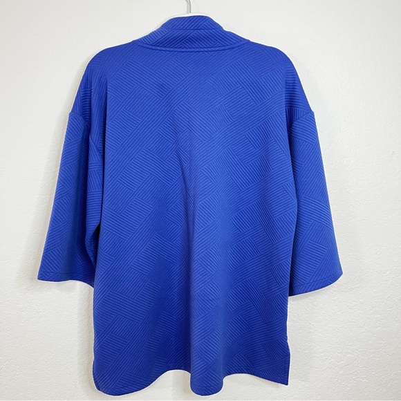 T by Talbots Blue Relaxed Pullover Sweater Button Mock Neck Women’s Plus Size 1X - Picture 4 of 11